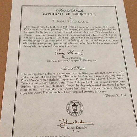 Thomas Kinkade accent print "Garden of Prayer" 9.25 in. X 11.5 in. - Picture 4 of 4